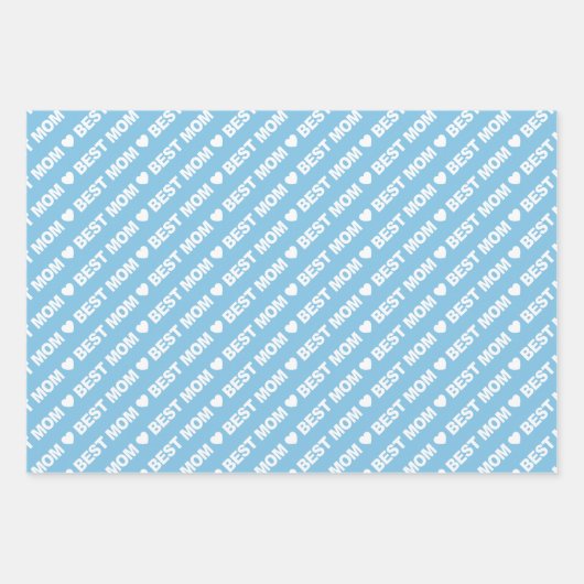 Beste Mama hellblau und weiß Geschenkpapier Set (Vorderseite 3)