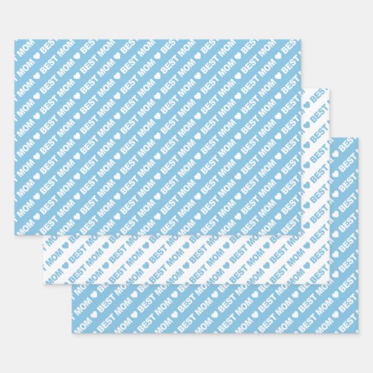 Beste Mama hellblau und weiß Geschenkpapier Set (Set)