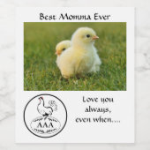 Beste Mama Hen Ever Nesting auf einem Monogramm Ei Weinetikett (Einzelnes Label)