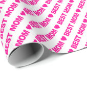 Beste Mama - Hot Pink auf weißem Wrapping Paper Geschenkpapier (Rolleneckpunkt)