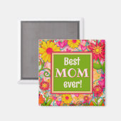 Beste Mama Hübsch Whimsical Hearts Floral Fun Bold Magnet (Vorderseite/Rückseite)