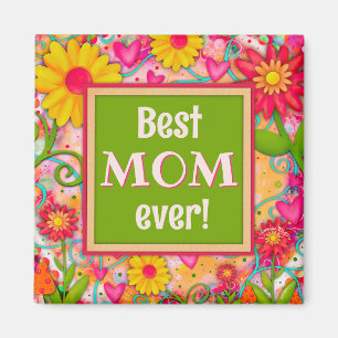 Beste Mama Hübsch Whimsical Hearts Floral Fun Bold Magnet