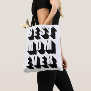 Beste Mama Immer Schwarz-weiße Typografie Spaß küh Tasche