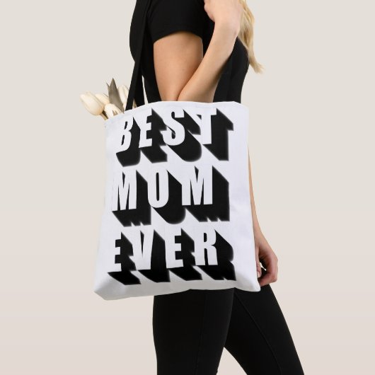 Beste Mama Immer Schwarz-weiße Typografie Spaß küh Tasche (Von Nahem)