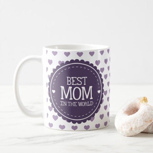 Beste Mama in den Herzen und im Kreis der Violette Kaffeetasse (Mit Donut)