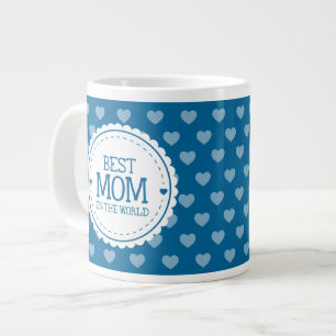 Beste Mama in den World Blue White Hearts and Circ Jumbo-Tasse