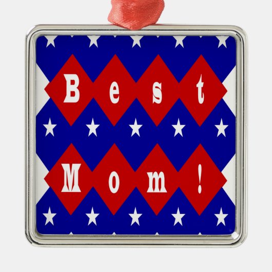 Beste Mama in der patentierten Diamantform Silbernes Ornament (Vorne)