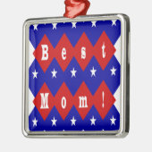 Beste Mama in der patentierten Diamantform Silbernes Ornament (Links)