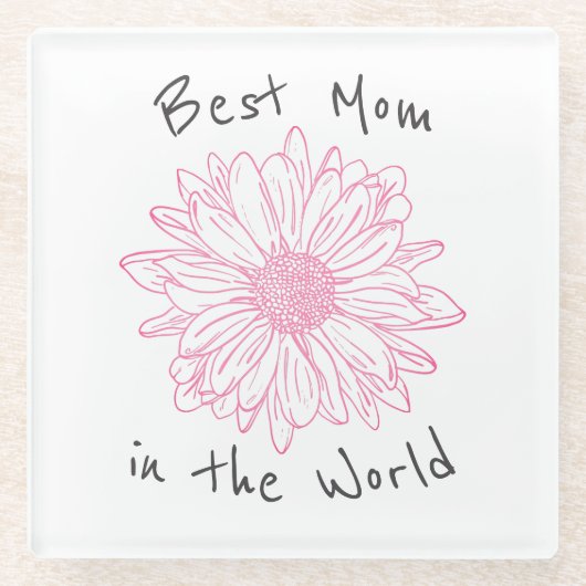 Beste Mama in der Welt Rosa Blüte Glasuntersetzer (Vorderseite)