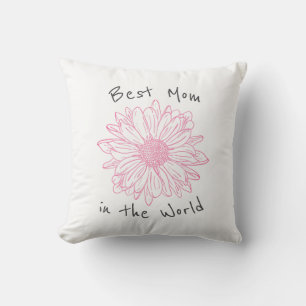 Beste Mama in der Welt Rosa Blüte Kissen