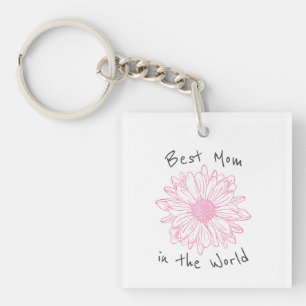 Beste Mama in der Welt Rosa Blüte Schlüsselanhänger