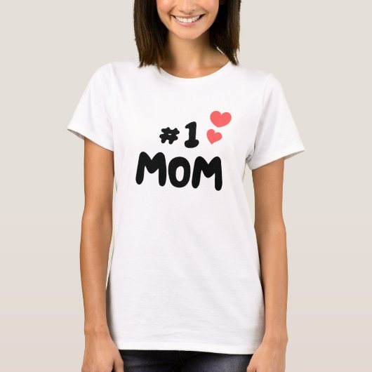 Beste Mama je - #1 Mama mit Niedlichen Herzen T-Shirt (Vorderseite)