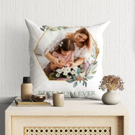 Beste Mama je 2 Foto Eukalyptus Wasserfarbe Kissen
