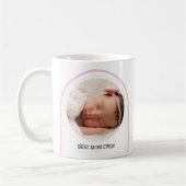 Beste Mama je 2 Foto Rosa Modern Arch Baby Name Kaffeetasse (Links)