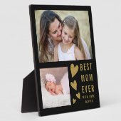 Beste Mama je 2 Fotocollage Schwarz und Gold Fotoplatte (Seite)