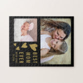 Beste Mama je 2 Fotocollage Schwarz und Gold Puzzle (Horizontal)