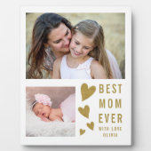 Beste Mama je 2 Fotocollage weiß und Gold Fotoplatte (Vorderseite)