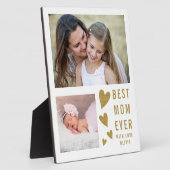 Beste Mama je 2 Fotocollage weiß und Gold Fotoplatte (Seite)