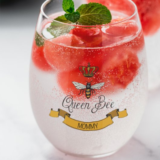 Beste Mama je 2 Fotos & Name Royal Queen Bee Weinglas Ohne Stiel
