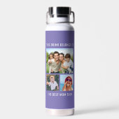 Beste Mama je 3 Foto Lila Trinkflasche (Rückseite)
