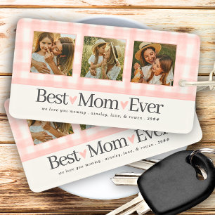 Beste Mama je 3 Foto Mütter Tag Gingham Herz Schlüsselanhänger