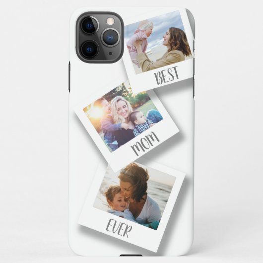 Beste MAMA je 3 FotoCollage WHITE iPhone Hülle (Rückseite)
