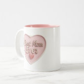 Beste Mama je - 3D-Herz mit Goldtext Zweifarbige Tasse (Vorderseite Links)