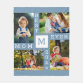Beste Mama je 4 Foto bestellbar Jahr blau Fleecedecke (Vorderseite)