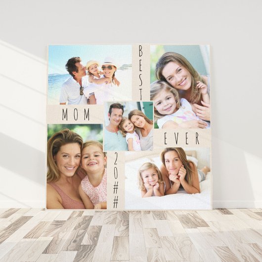 Beste Mama je 5 Foto Collage Neutral Beige Platz Leinwanddruck