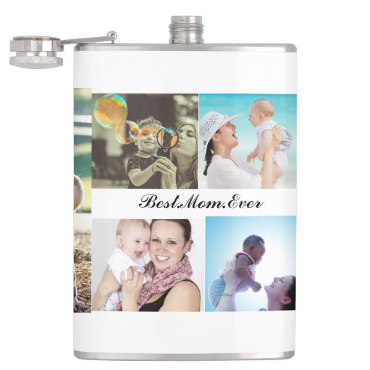 Beste Mama je 6 Fotocollage Muttertag Flachmann (Geöffnet)