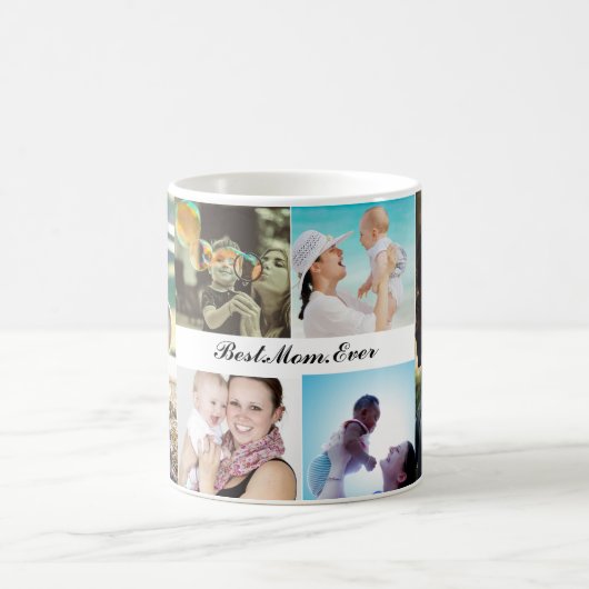 Beste Mama je 6 Fotocollage Muttertag Kaffeetasse (Mittel)