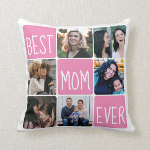 Beste Mama je 6 Fotocollage Muttertag rosa Kissen