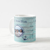 Beste Mama je Aquamariner Seeanker aus Holz Kaffeetasse (Vorderseite Links)