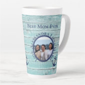 Beste Mama je Aquamariner Seeanker aus Holz Milchtasse (Rechte Ecke)