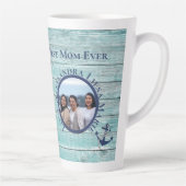 Beste Mama je Aquamariner Seeanker aus Holz Milchtasse (Rechts)