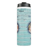 Beste Mama je Aquamariner Seeanker aus Holz Thermosbecher (Vorderseite)