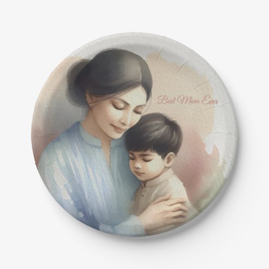Beste Mama je Aquarellbilder Pappteller (Vorderseite)