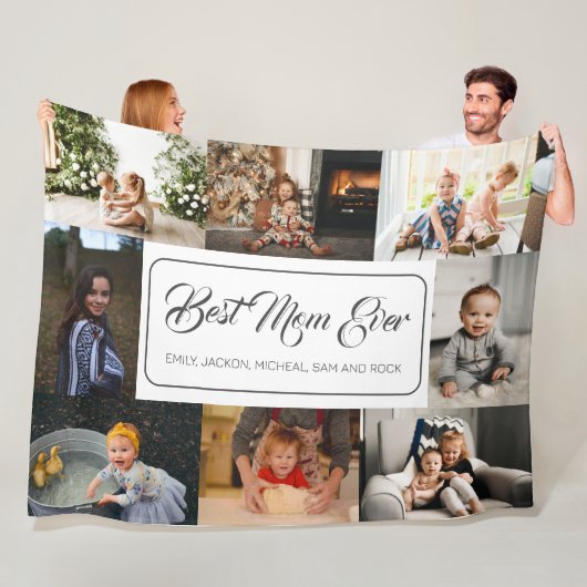 Beste Mama je benutzerdefiniert 8 FotoCollage Fleecedecke (Beispiel)