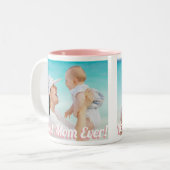 Beste Mama je! Benutzerdefinierte 2 horizontale Fo Zweifarbige Tasse (Vorderseite Links)