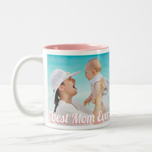 Beste Mama je! Benutzerdefinierte 2 horizontale Fo Zweifarbige Tasse (Links)