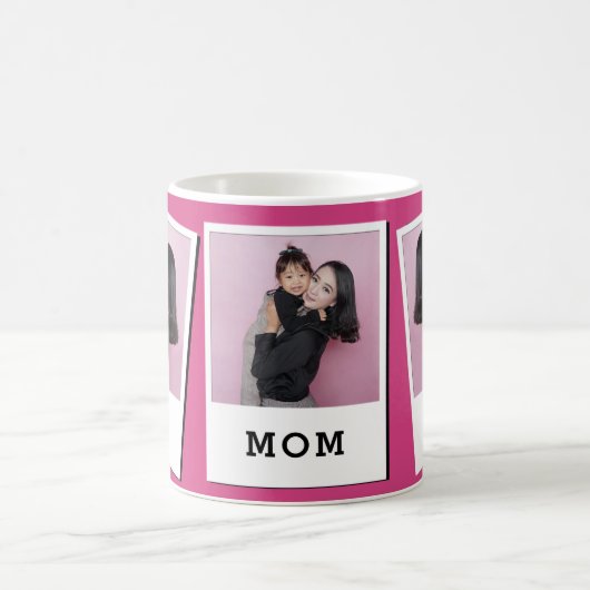 Beste Mama je benutzerdefinierte 3-Foto-Tasse Rosa Kaffeetasse (Mittel)