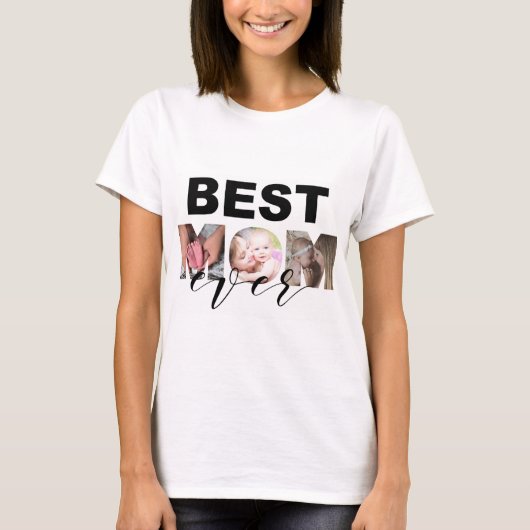Beste Mama je benutzerdefinierte Foto-Collage T-Shirt (Vorderseite)