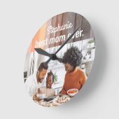 Beste Mama je benutzerdefinierte Foto Keepake Retr Runde Wanduhr (Winkel)