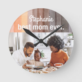 Beste Mama je benutzerdefinierte Foto Keepake Retr Runde Wanduhr