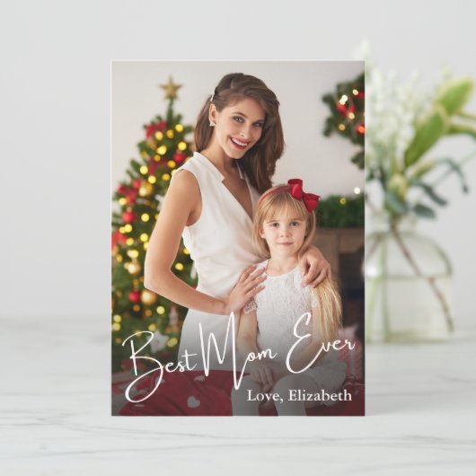 Beste Mama je benutzerdefiniertes Foto Dankeskarte (Stehend Vorderseite)