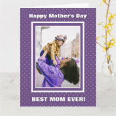 Beste Mama je benutzerdefiniertes Foto Lila Mutter Karte (Gelbe Blume)