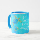 Beste Mama je, Blaue Wasserfarbenschildkröte Tasse (Vorderseite Links)