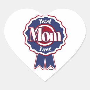Beste Mama je Blue Ribbon Herz-Aufkleber