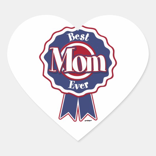 Beste Mama je Blue Ribbon Herz-Aufkleber (Vorderseite)