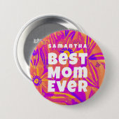 Beste Mama je blühende naive Kunst Button (Vorne & Hinten)